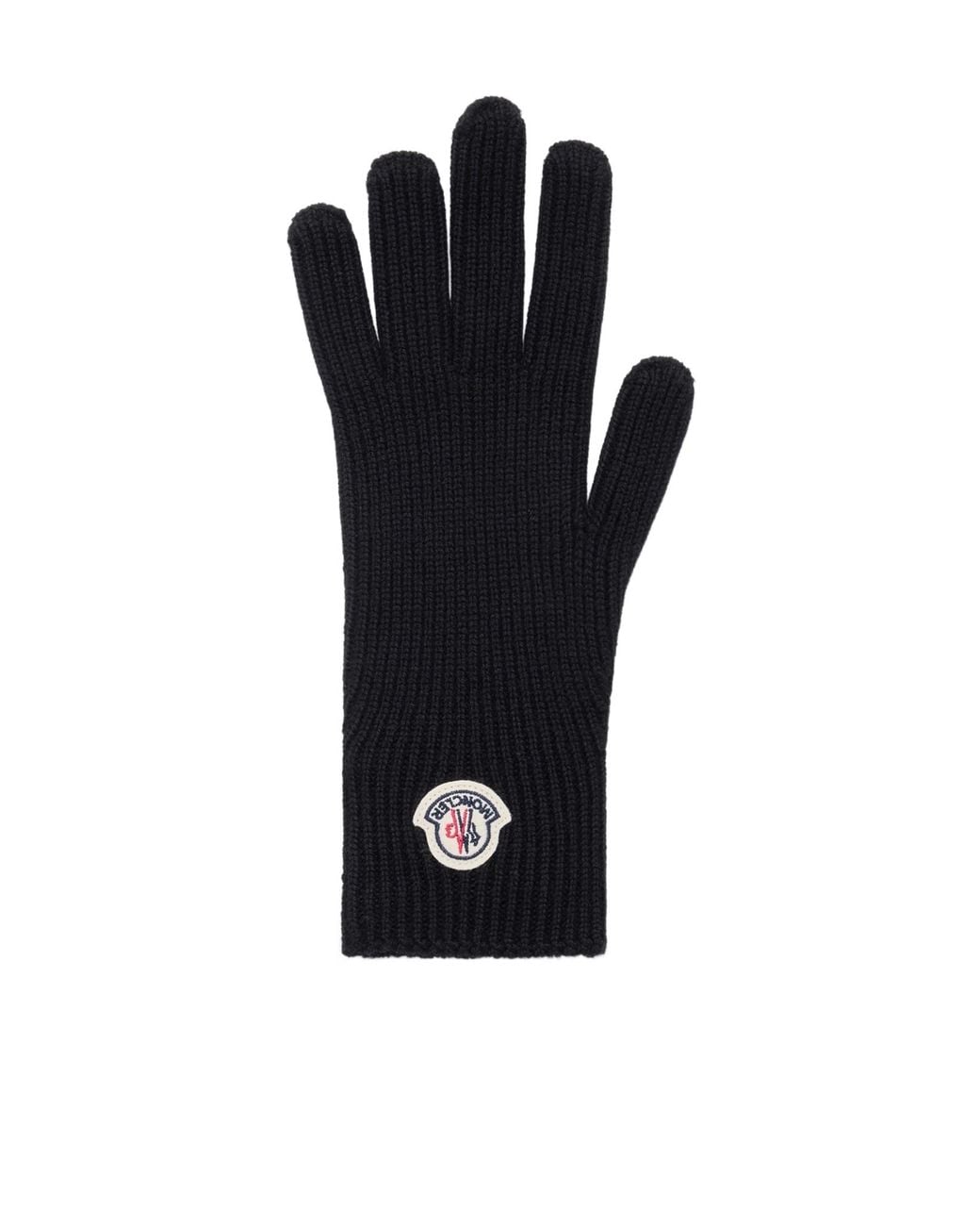 Moncler Black Logo Patch Knitted Gloves for men