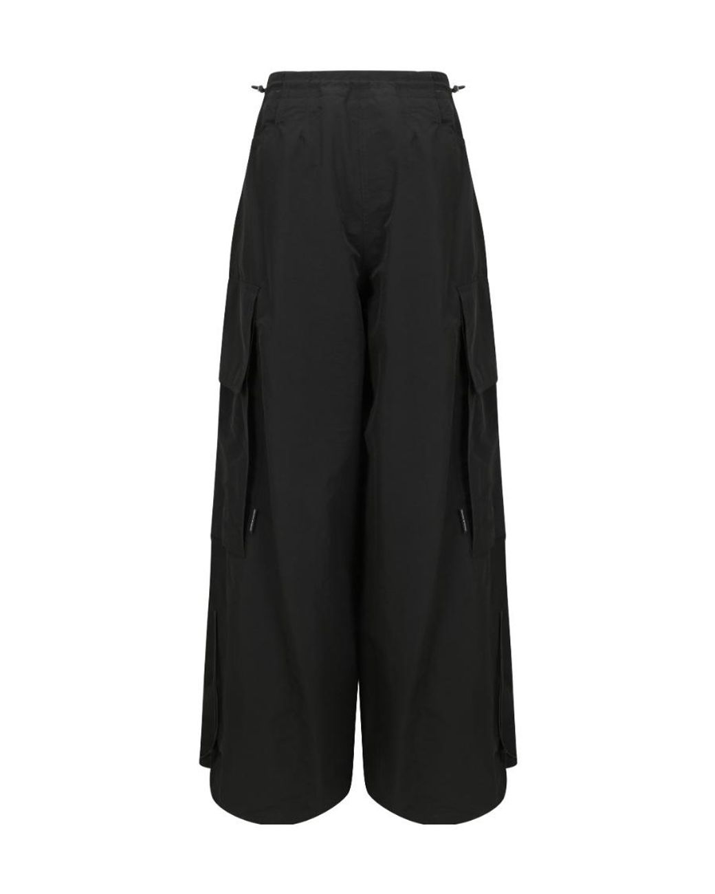 Palm Angels Black Drawstring Hem Wide Leg Trousers