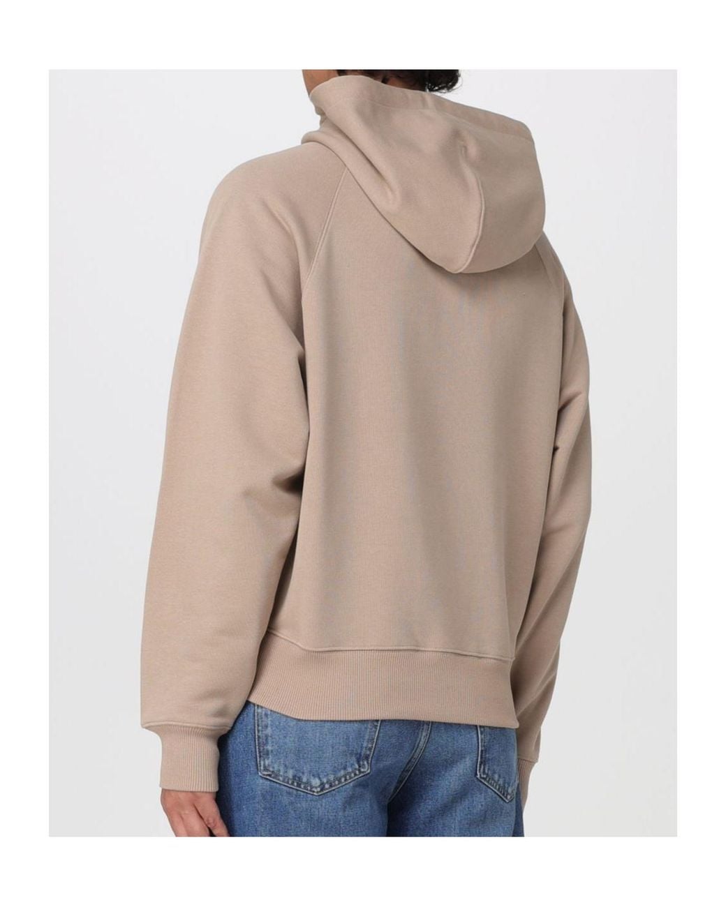 AMI Natural Ami Logo Detailed Drawstring Hoodie for men