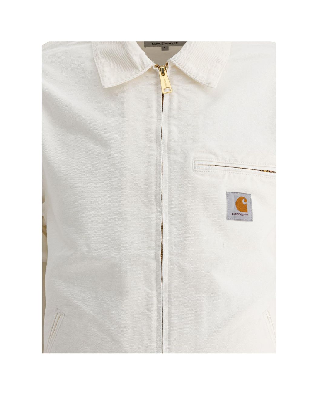 Carhartt White Zip-Up Logo Patch Jacket for men