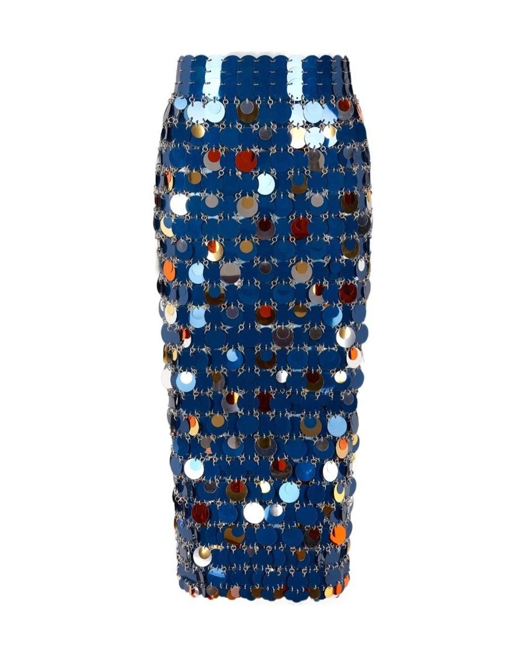 Rabanne Blue High Waisted Sequinned Midi Skirt
