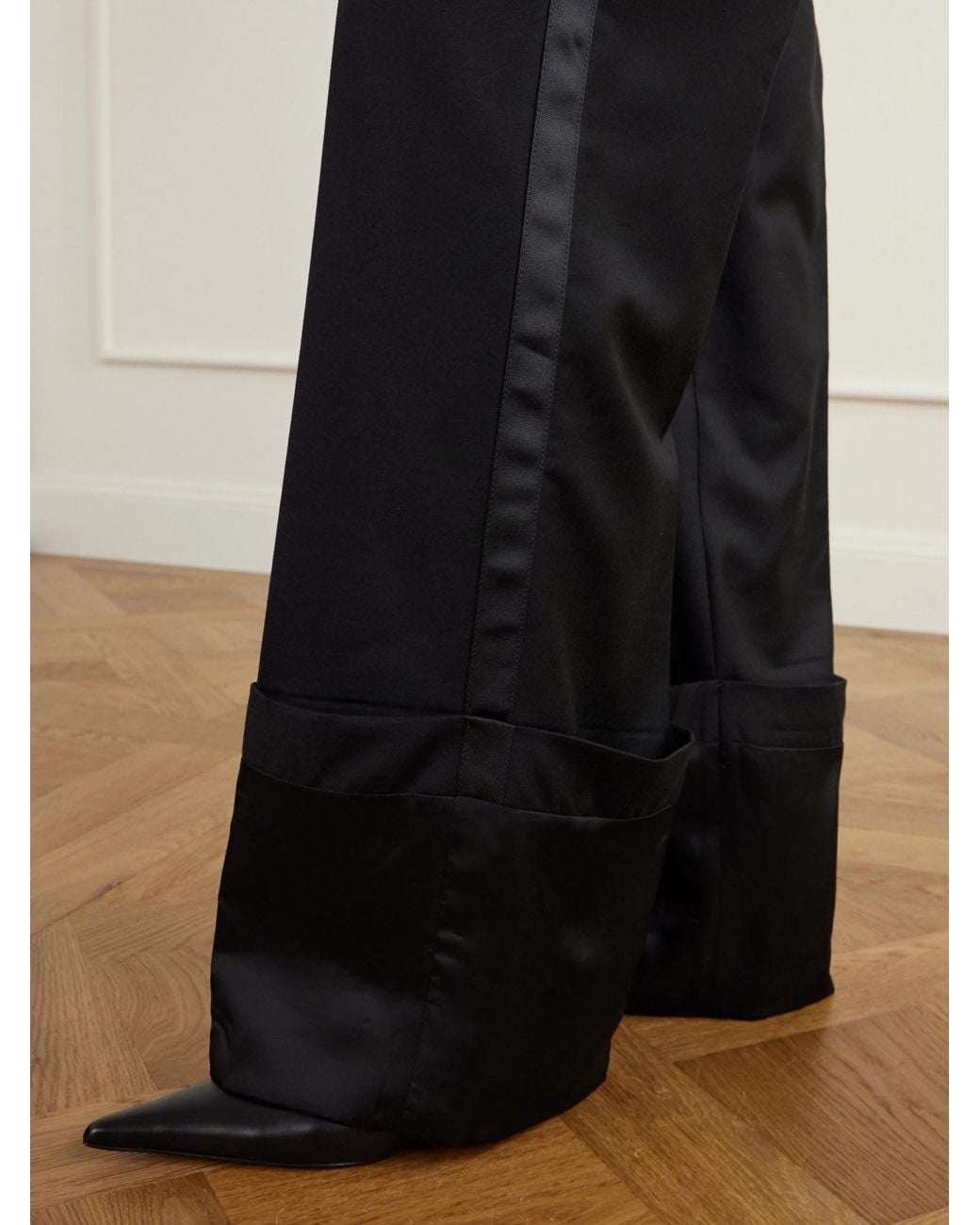 Jean Paul Gaultier Black Wool-Twll Wide-Leg Pants