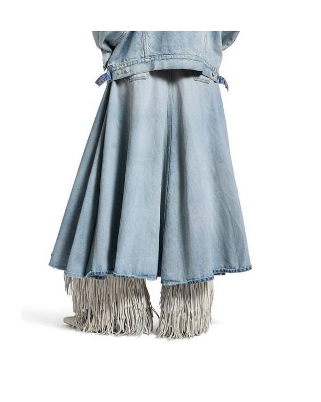 Balenciaga Blue Cotton Maxi Skirt