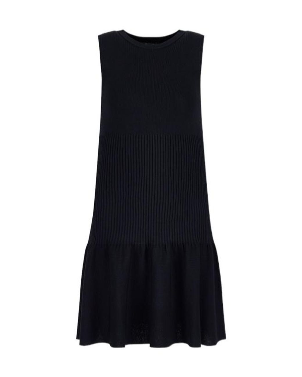 ARMANI EXCHANGE Black Ribbed-Knit Sleeveless Mini Dress