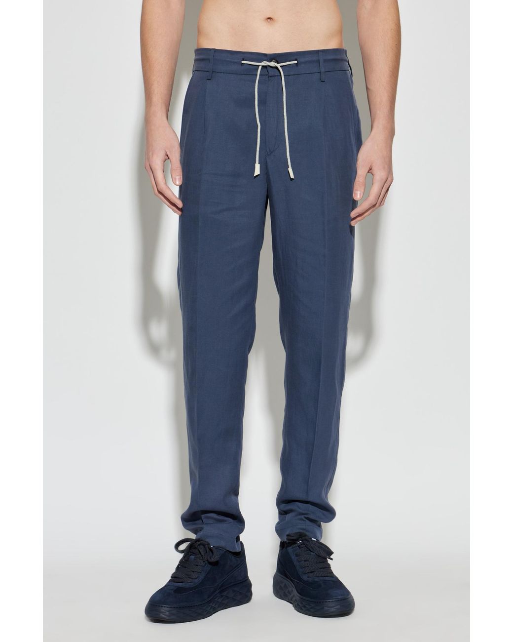 Eleventy Blue Drawstring Creased Pants for men