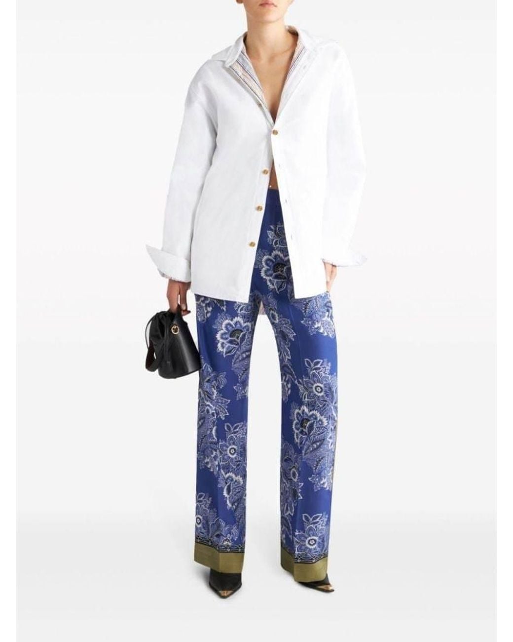 Etro Blue Bandana Print Straight-Leg Trousers
