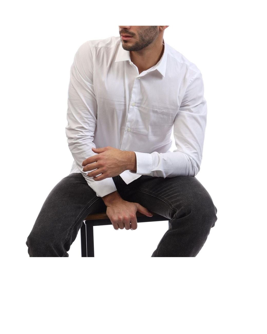 Emporio Armani White Solidcolor Longsleeve Shirt for men