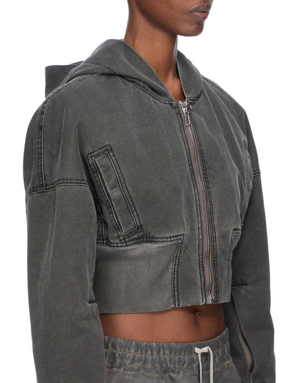 Rick Owens Gray Cropped Bomber Jacket