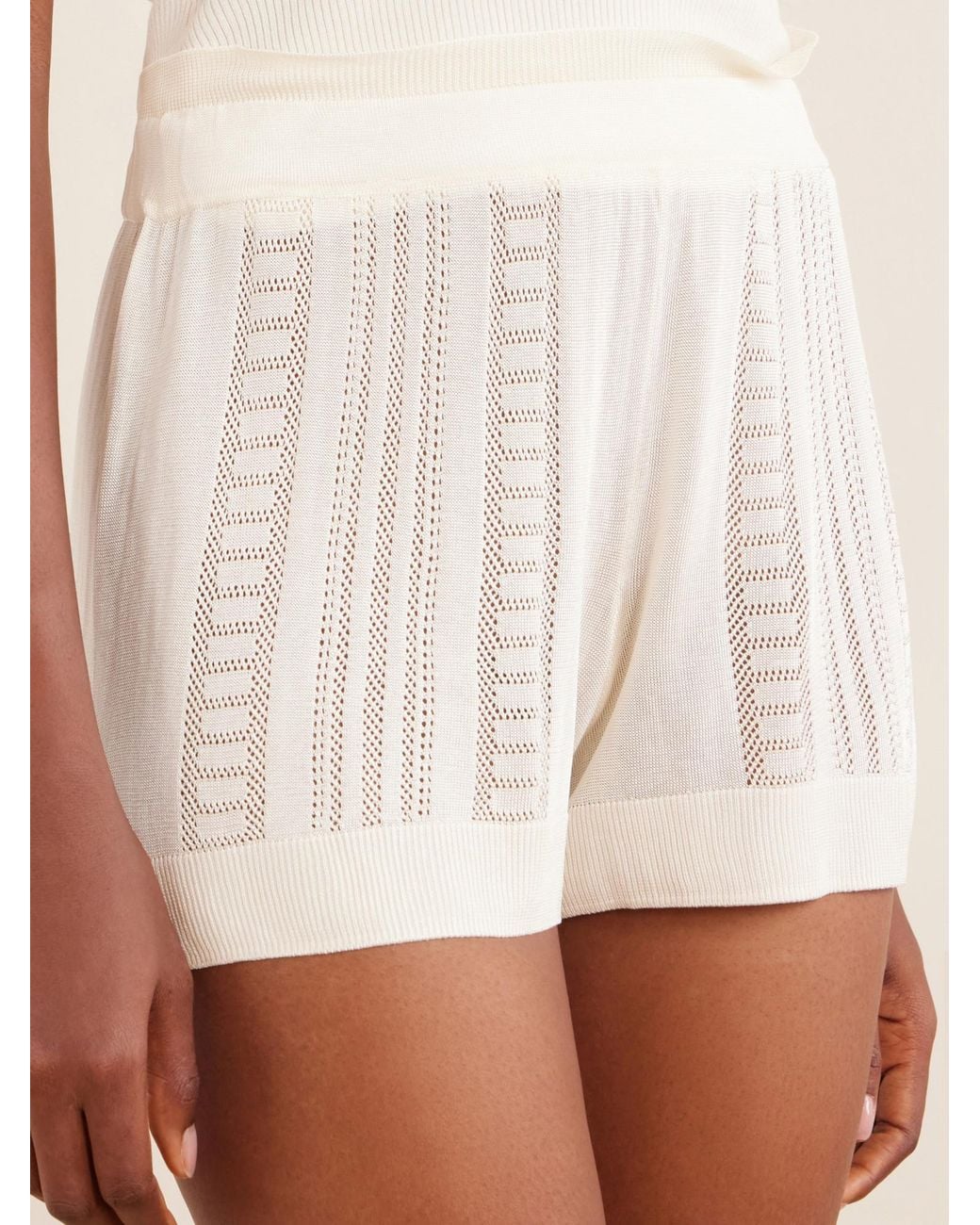 Donde Esteban White Guayabera Stretch-Knit Shorts