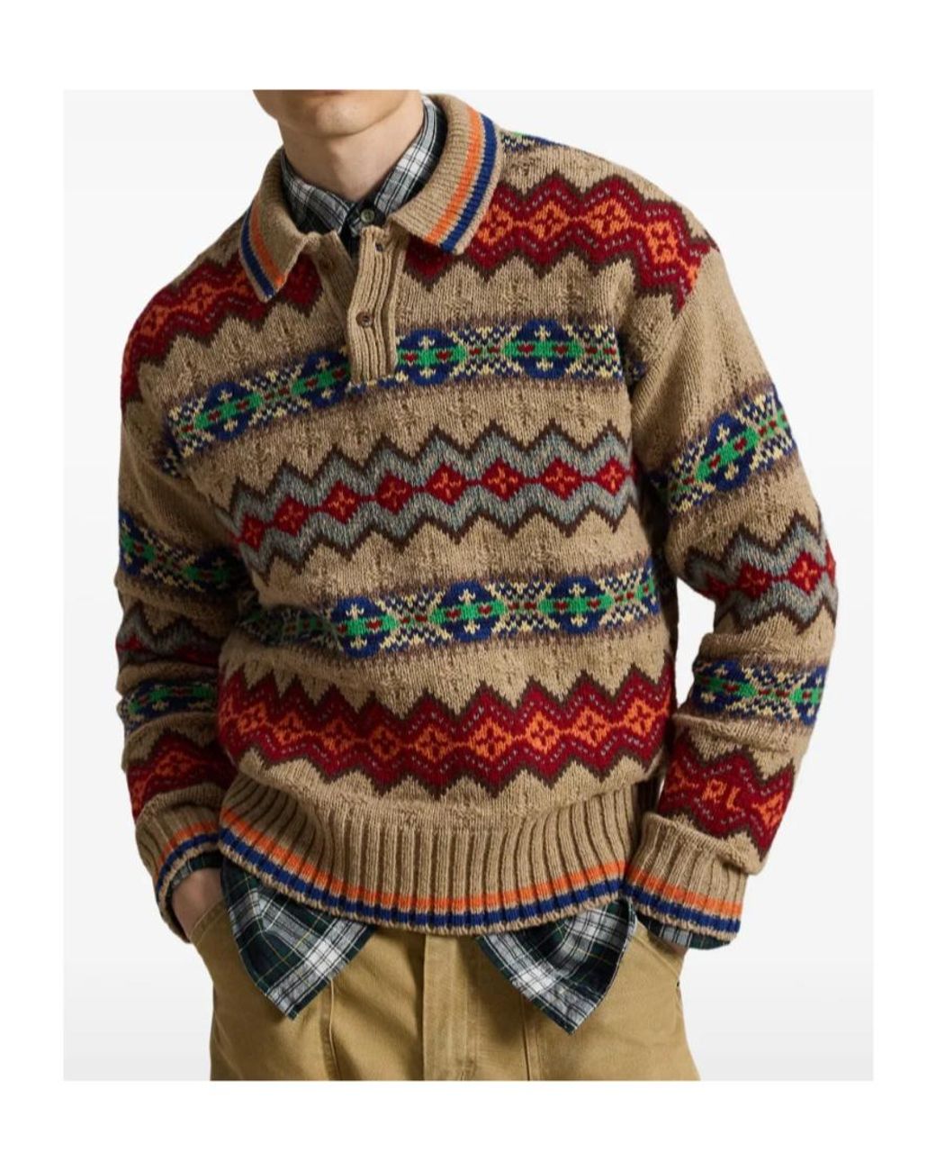 Polo Ralph Lauren Green Fair Isle Polo Knitted Sweater for men