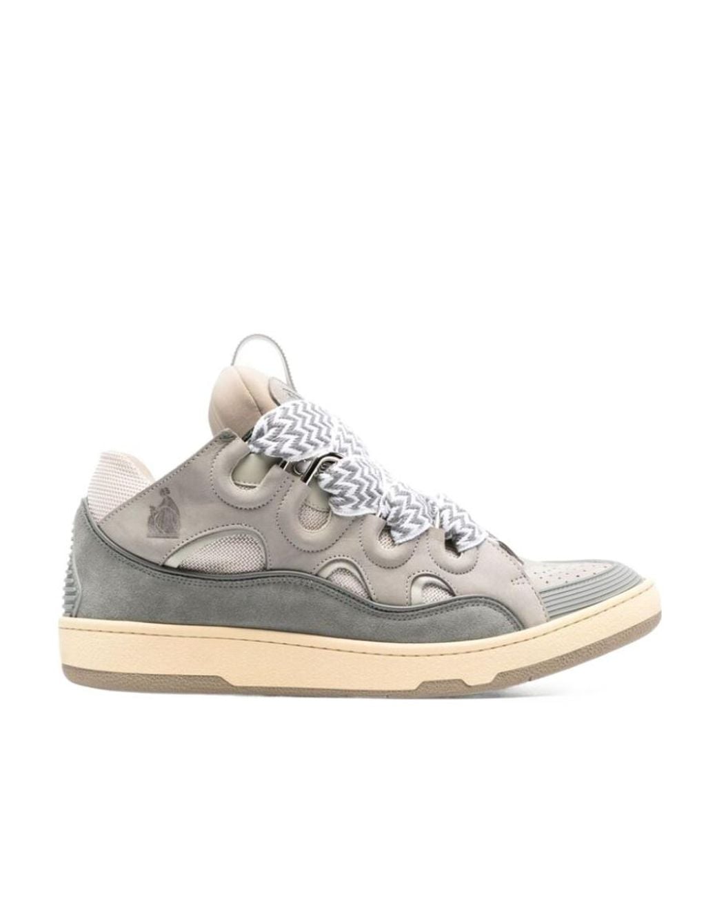 Lanvin White Curb Lace-Up Sneakers for men