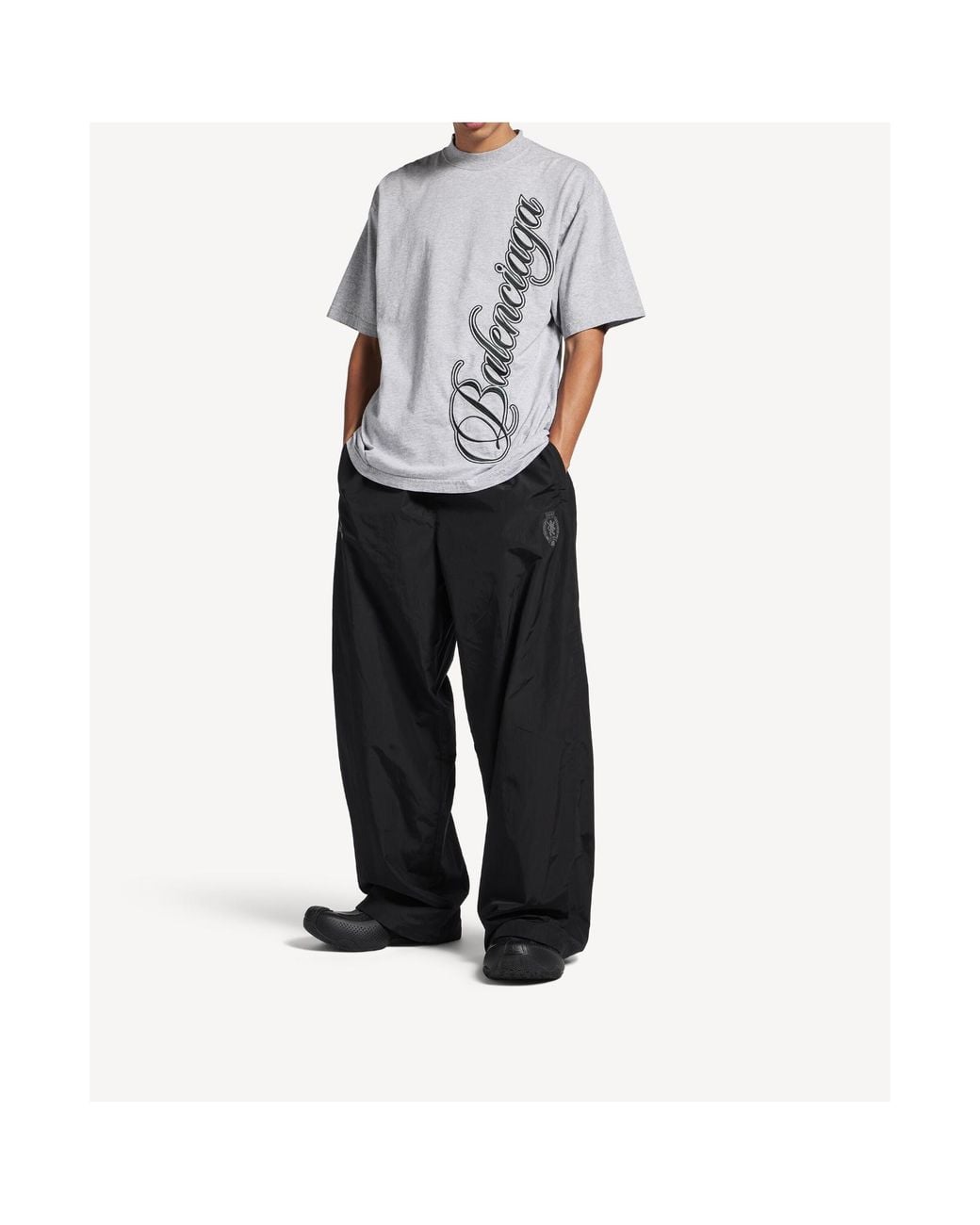 Balenciaga White Cursive Medium Fit T-Shirt for men