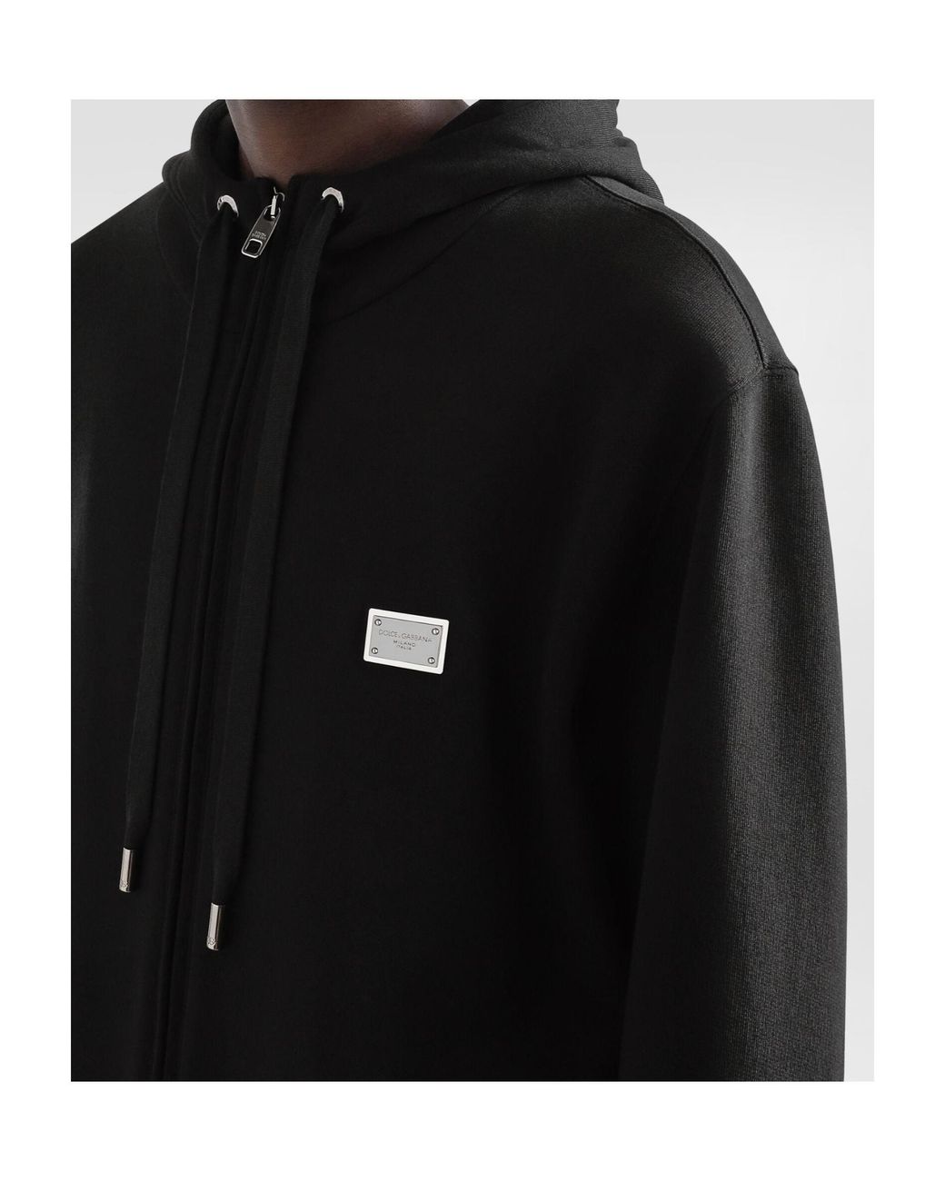 Dolce & Gabbana Black Logo-Plaque Hoodie
