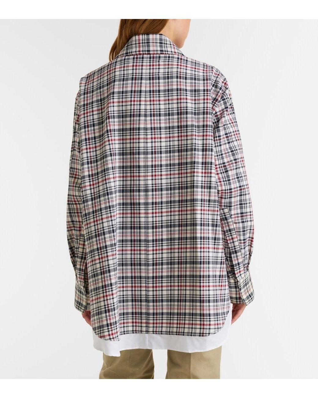 Victoria Beckham White Checked Oversized Cotton And Wool Jacket