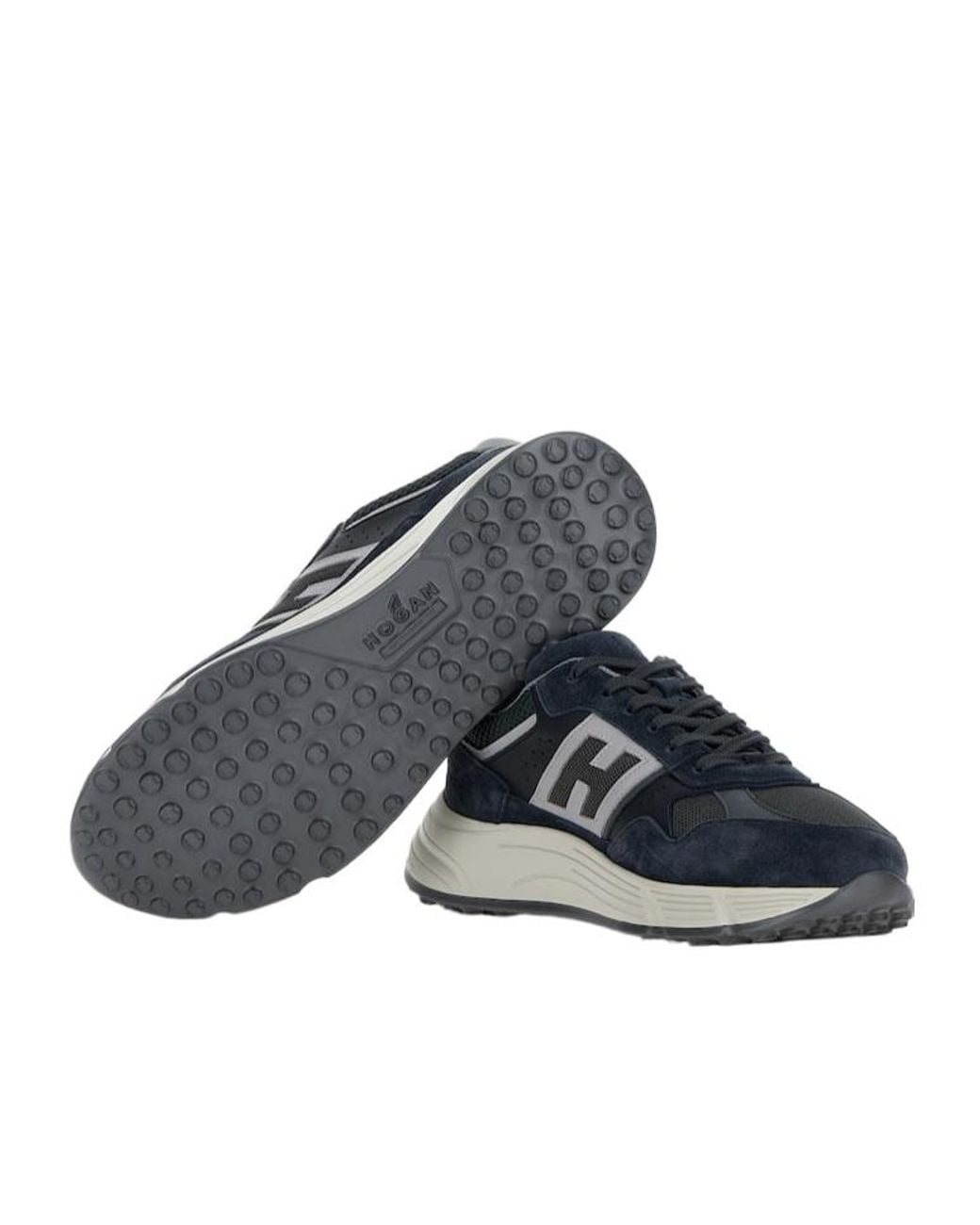 Hogan Blue Calfskin Lace-Up Sneakers With Contemporary Design for men