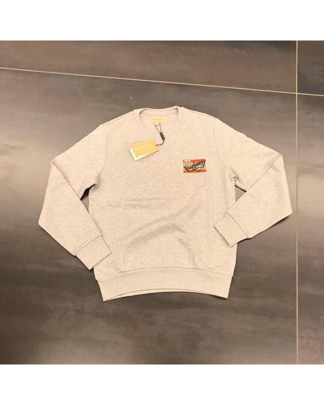 Burberry Gray Long-Sleeved Logo Sweater for men