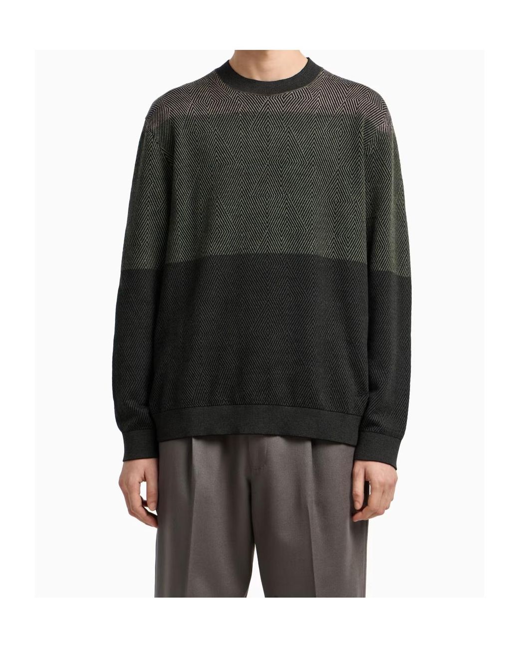 Emporio Armani Gray Long-Sleeved Crewneck Jumper for men