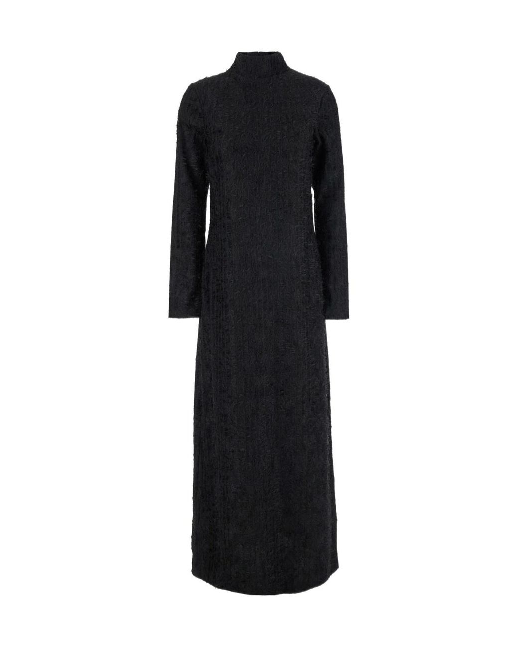 Rohe Black Turtleneck Dress With Fabric Fringes