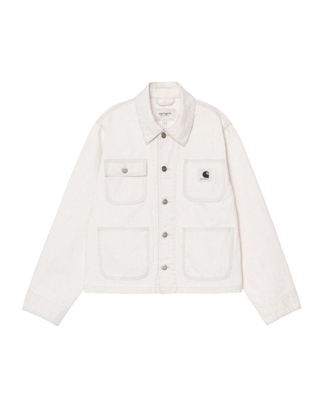 Carhartt White Mercer Chore Striped Logo Patch Denim Jacket