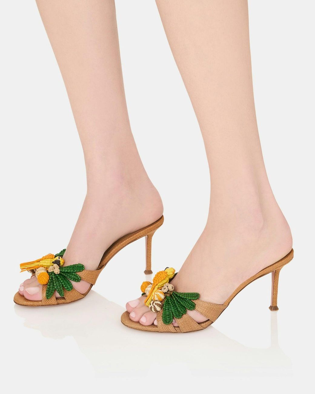 Aquazzura Metallic Birdsong Embellished Woven Mules