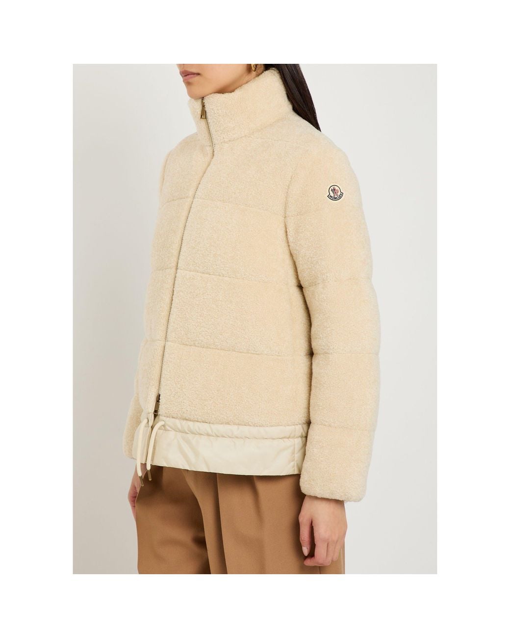Moncler Natural Teddy Fleece Short Puffer Jacket