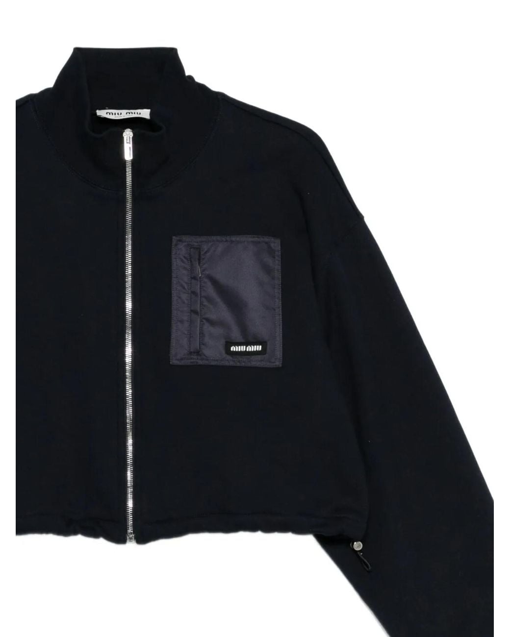 Miu Miu Blue Zip-Up Cropped Sweatshirt