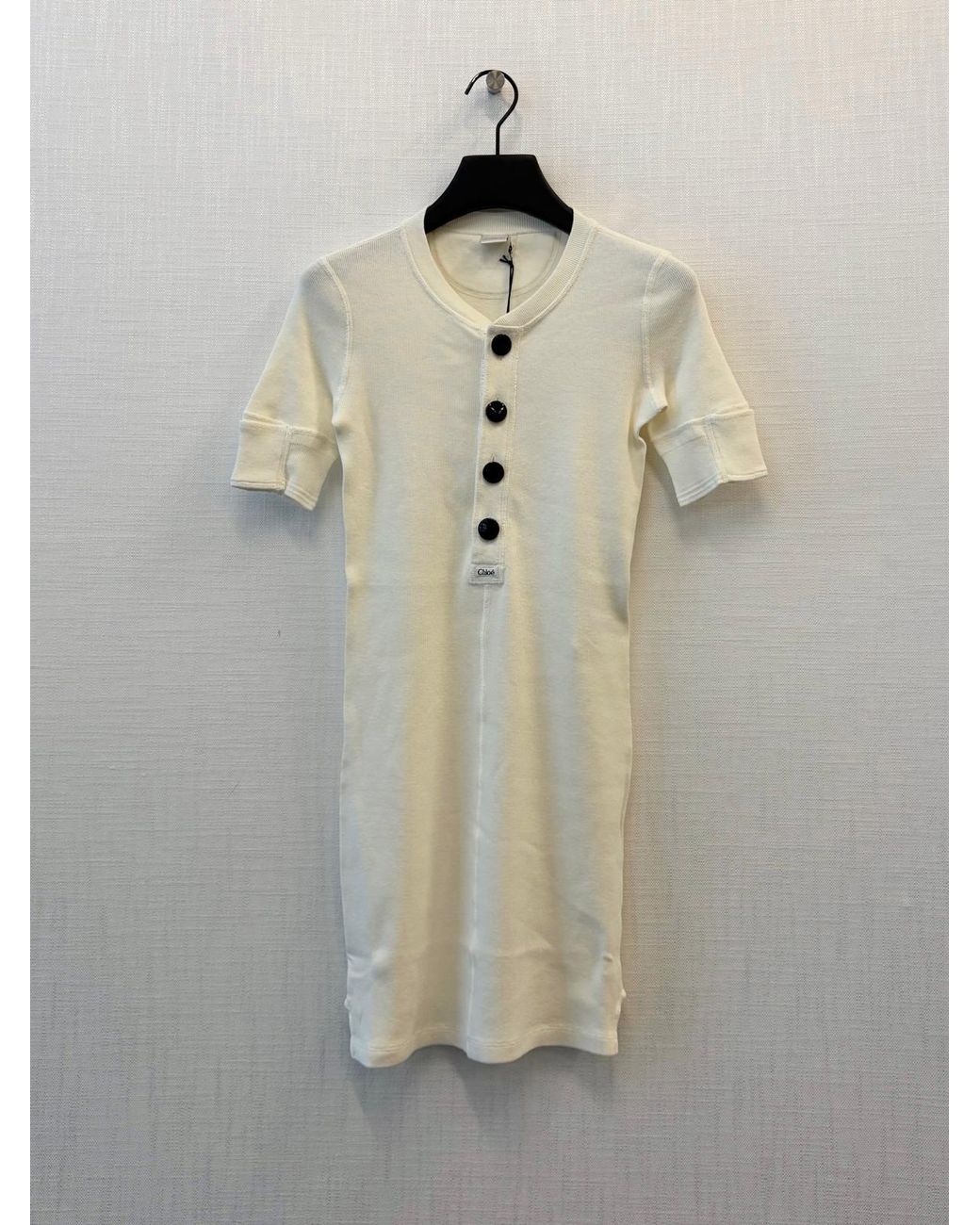 Chloé White Chloé Buttoned Mini Knitted Dress