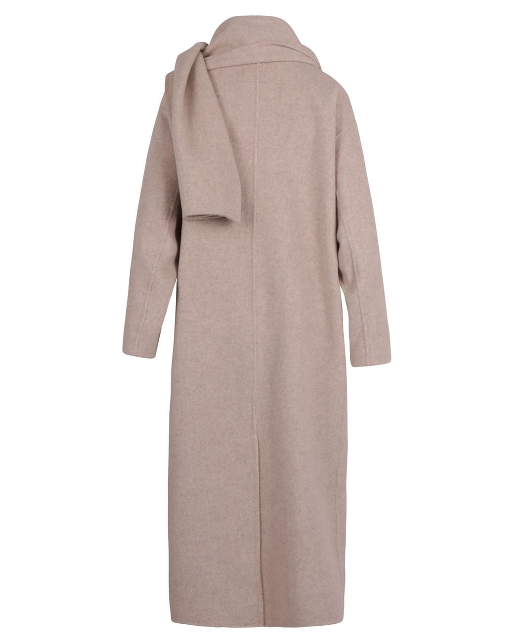 Soeur Brown Scarf-Collar Wool Long Coat