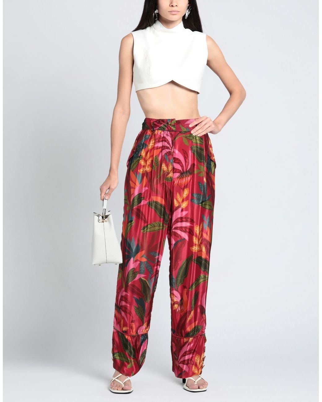 Farm Rio Red Elasticised Waist Casual Trouser