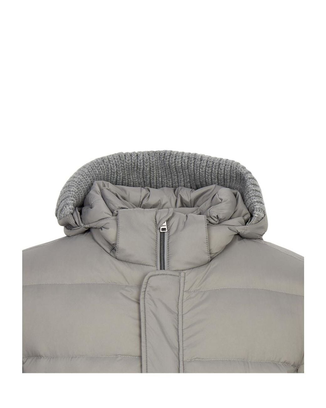 Herno Gray Quilted Hooded Puffer Coat for men