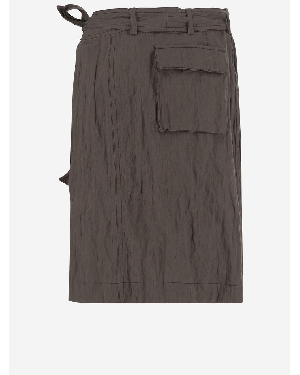 Ferragamo Green Ferragamo Belted Waist Ruched Midi Skirt