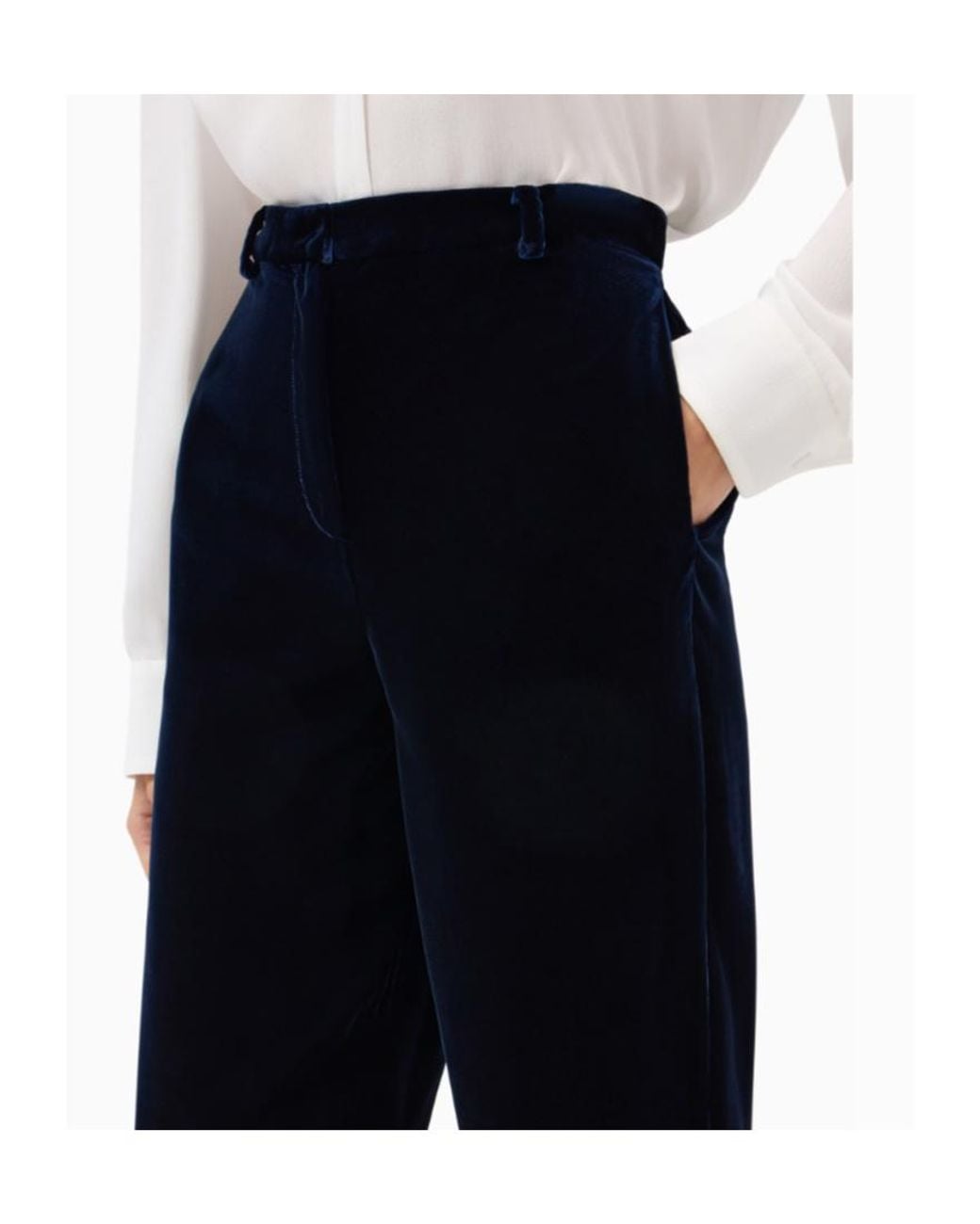 Emporio Armani Blue High-Waist Velvet Pants