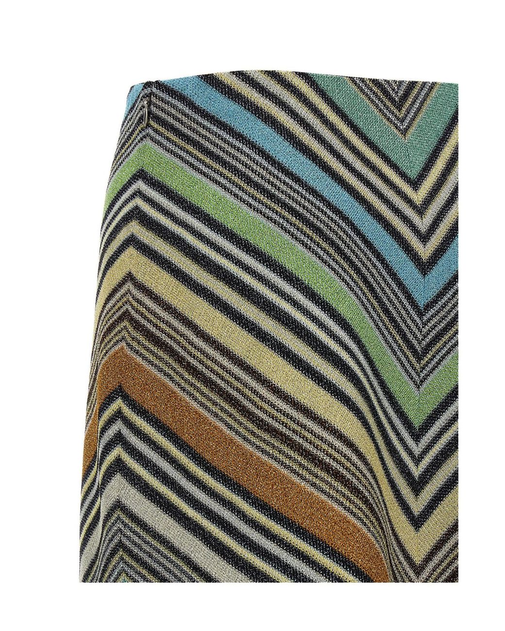 Missoni Green Chevron Lamé Mini Skirt
