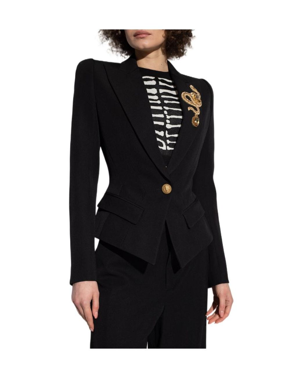 Balmain Black Crystal-Embellished Tailored Blazer