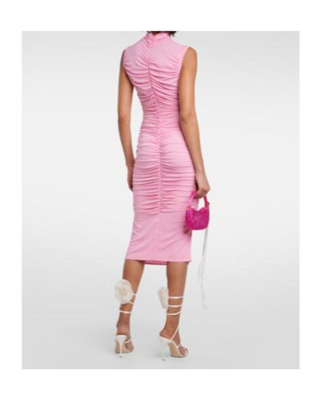 Magda Butrym Pink Floral Appliqué Knit Midi Dress