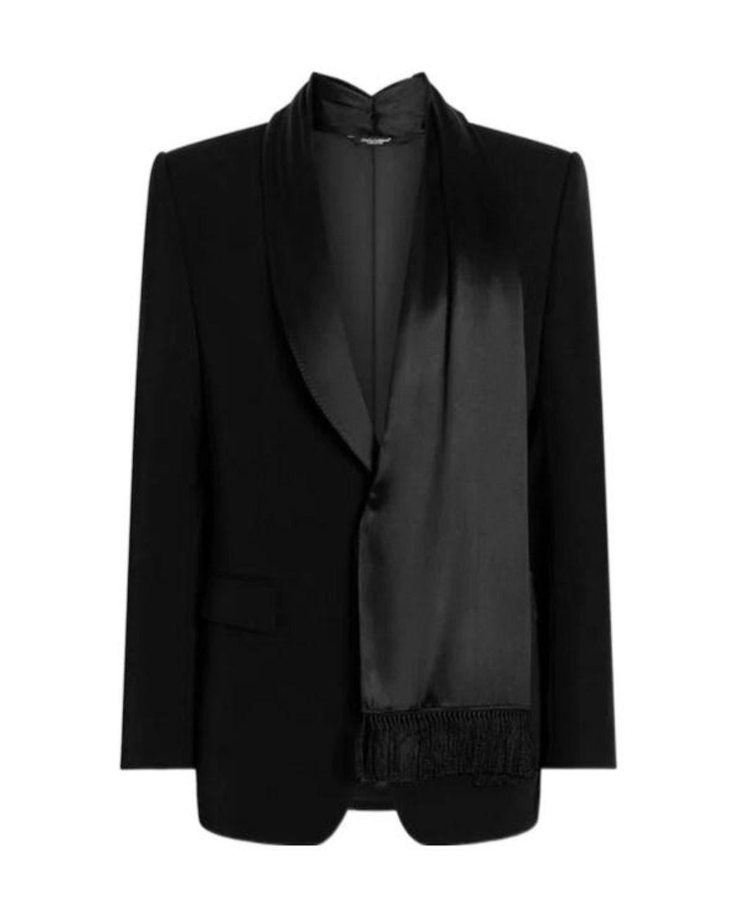 Dolce & Gabbana Black Shawl Lapel Single Breasted Satin Jacket for men