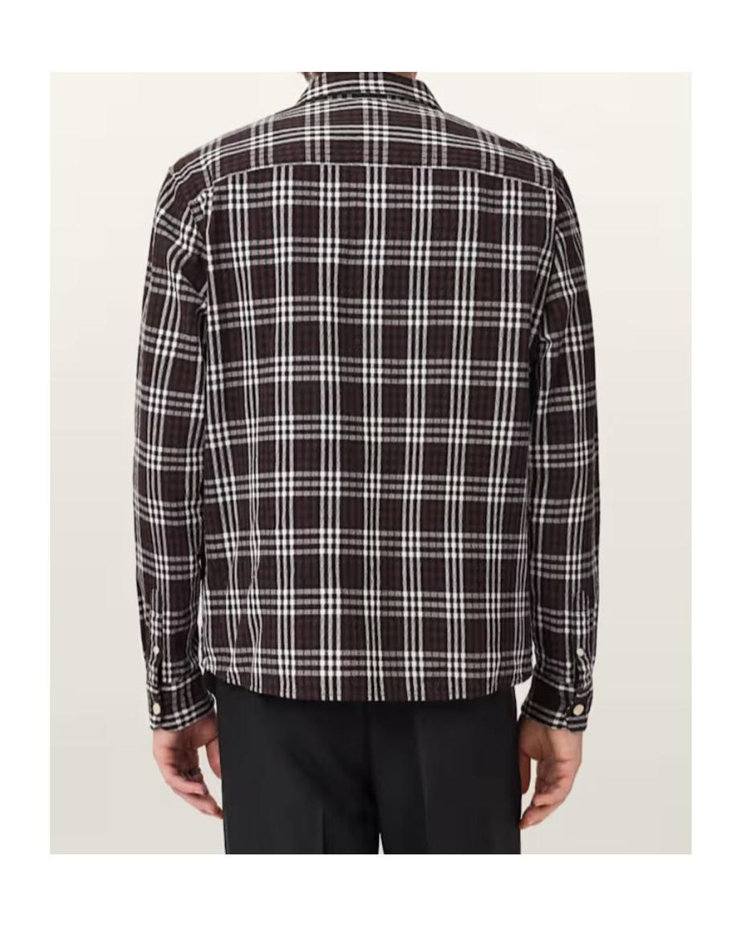 AllSaints Brown Santiago Long Sleeved Check Shirt for men