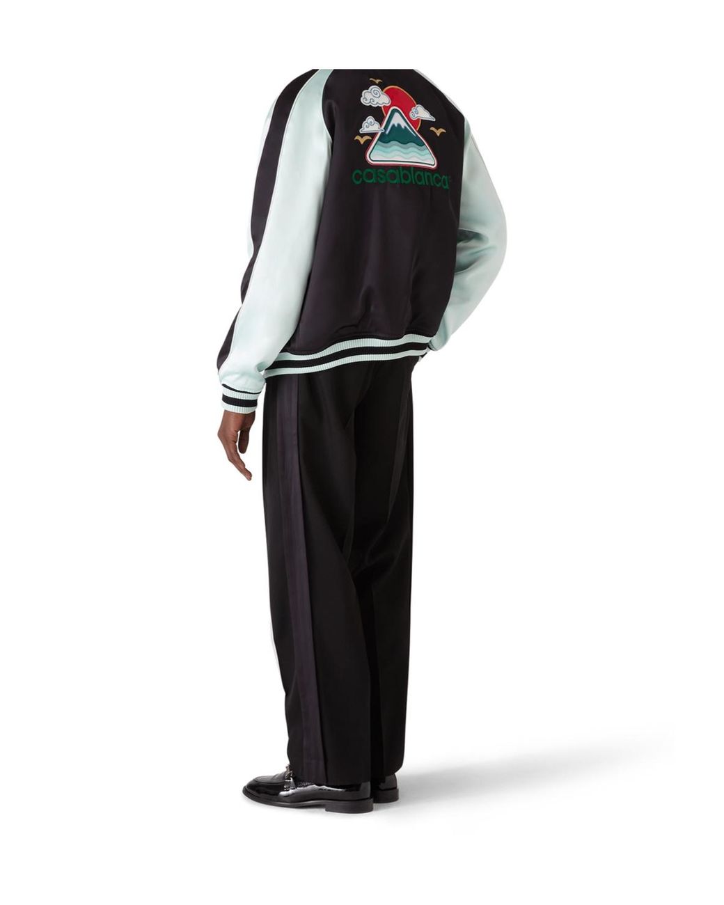 Casablanca Blue Embroidered Satin Bomber Jacket for men