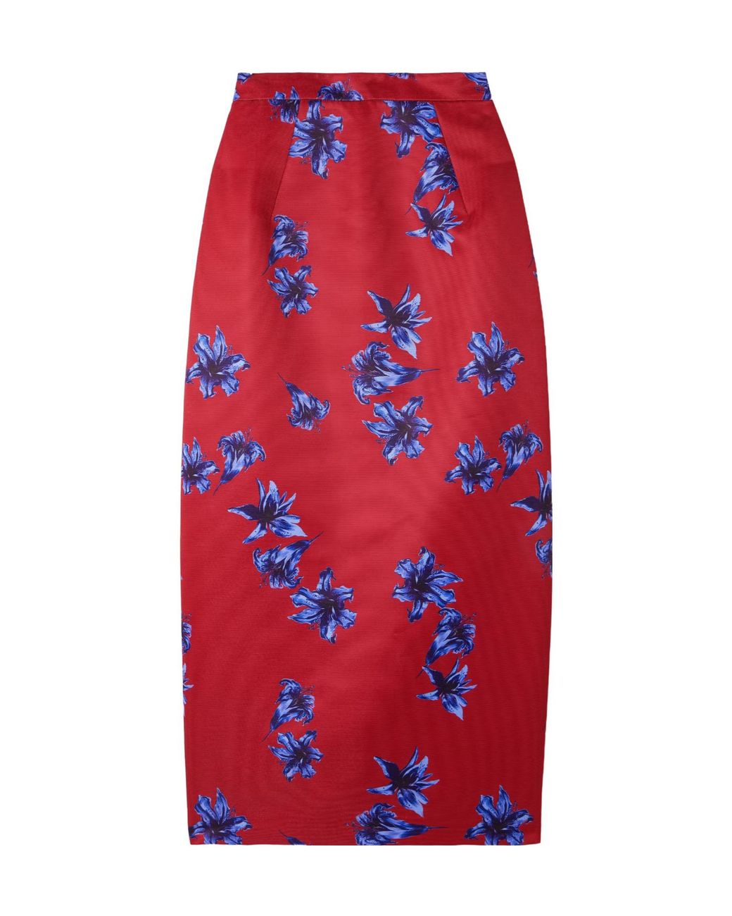 Emilia Wickstead Red Floral-Print Faille Midi Skirt
