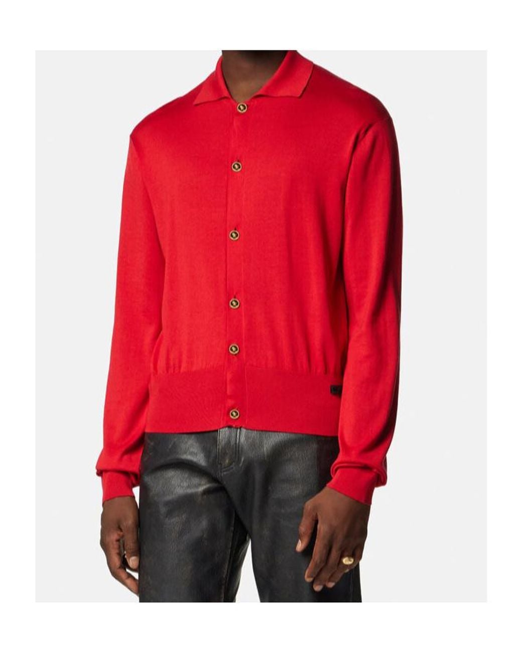 Versace Collared Button-Up Cardigan for men