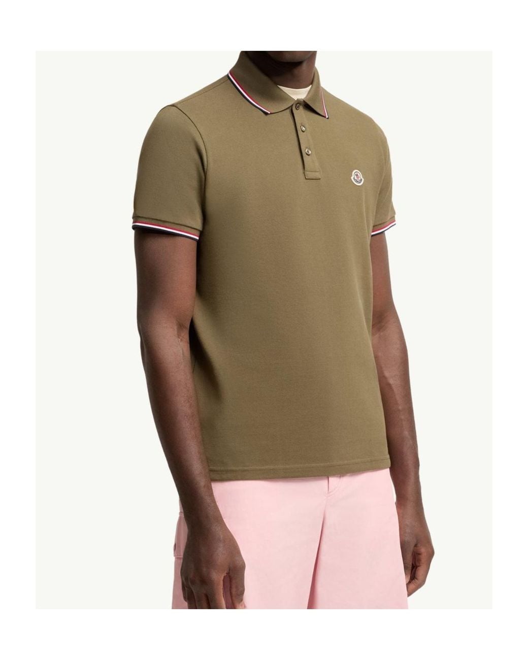 Moncler Green Tricolor-Trimmed Cotton Piquet Polo Shirt for men