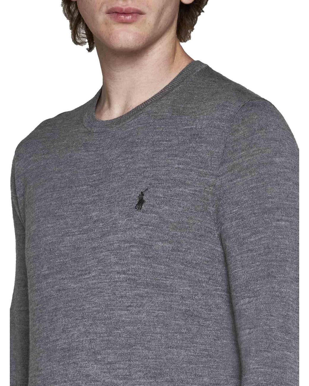 Ralph Lauren Gray Polo Pony Embroidered Knit Jumper for men