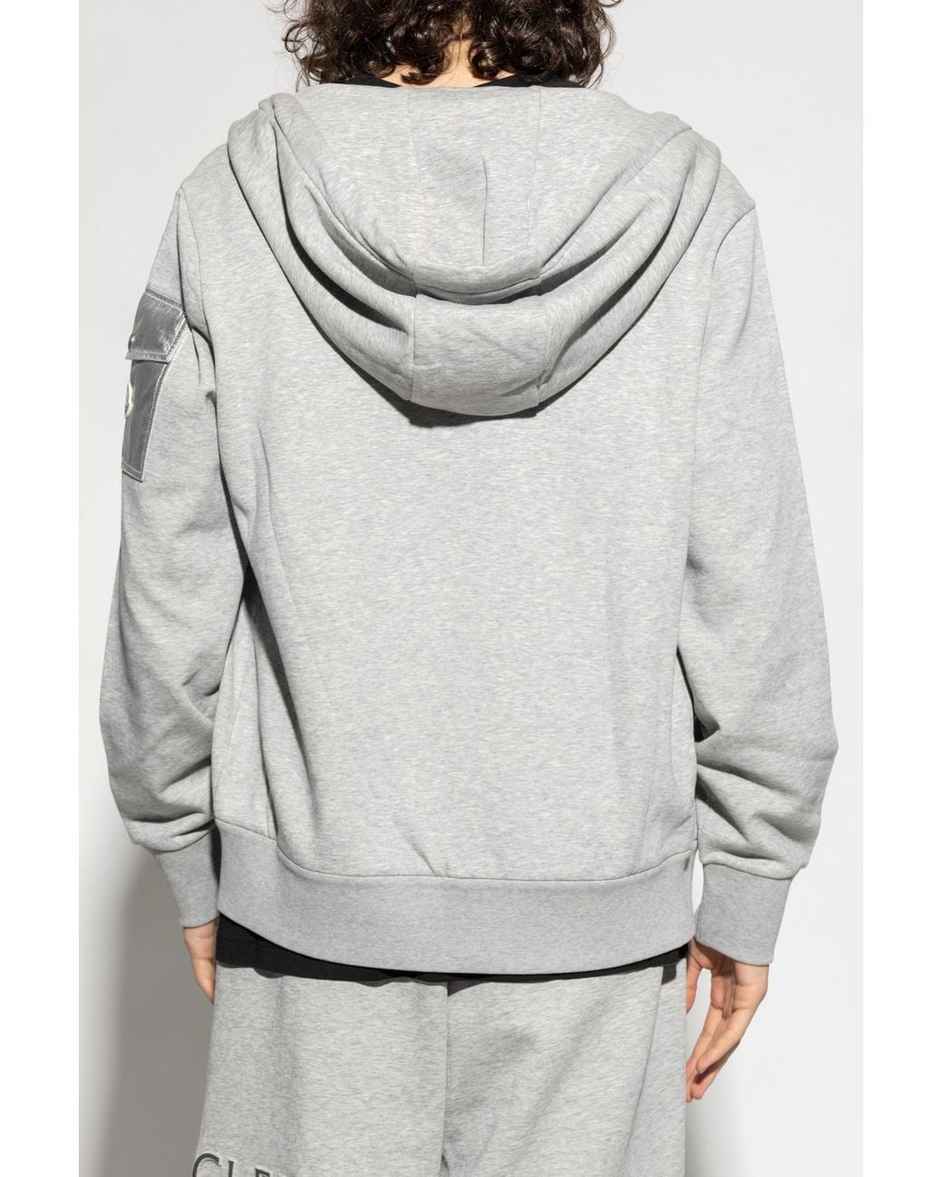 Moncler Gray Embossed Logo Hoodie for men