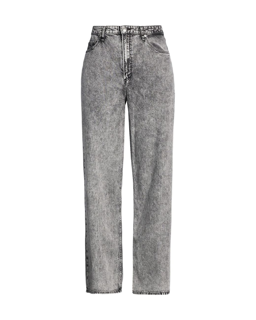 Rag & Bone Gray Plain Colour Wide-Leg Jeans