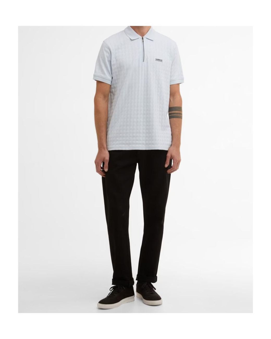 Barbour Blue Zippered Short-Sleeved Polo Shirt for men