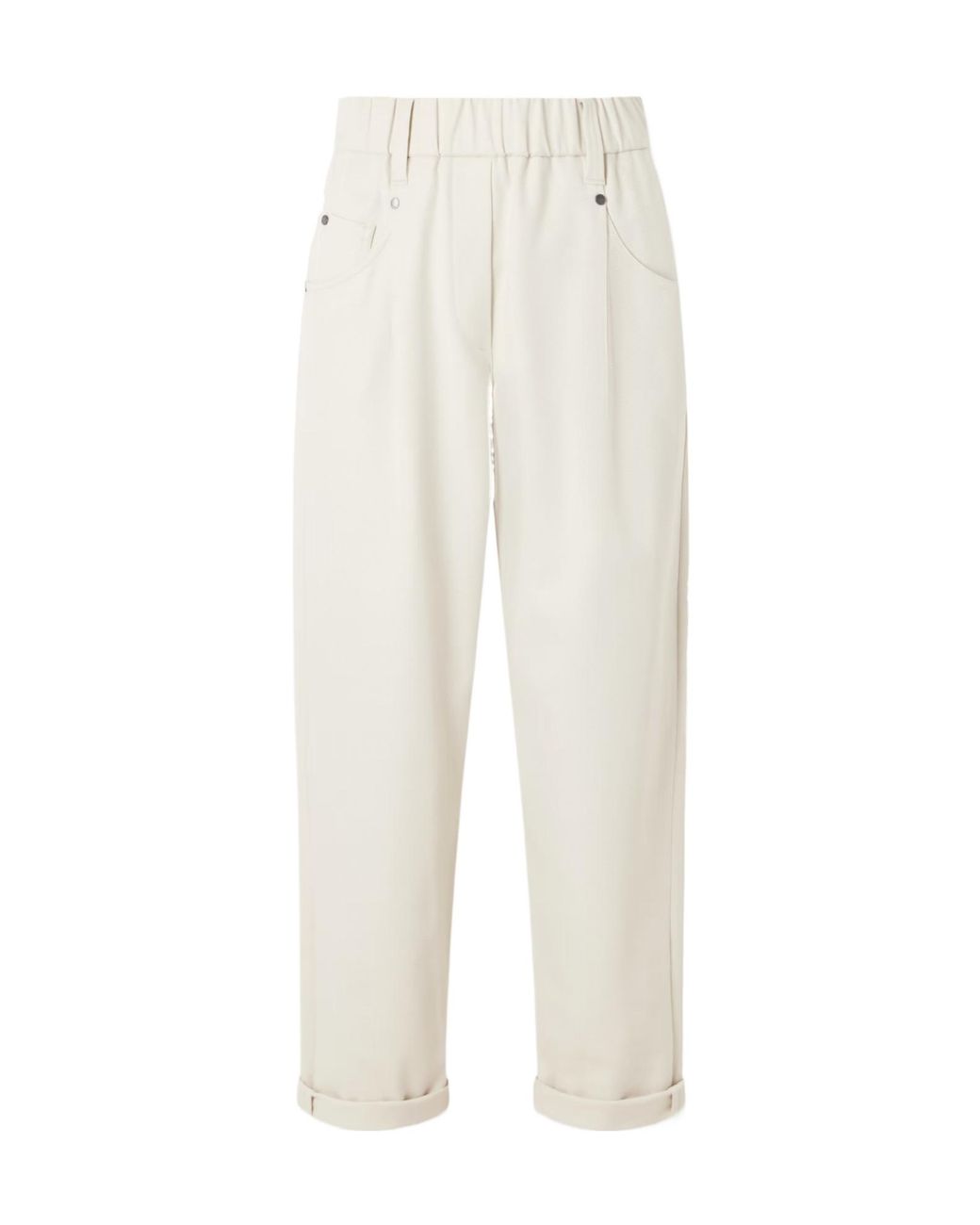 Brunello Cucinelli White Elasticated Waistband Cropped Pants