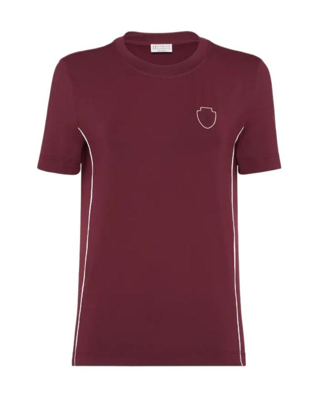 Brunello Cucinelli Red Logo-Detail Short-Sleeve T-Shirt