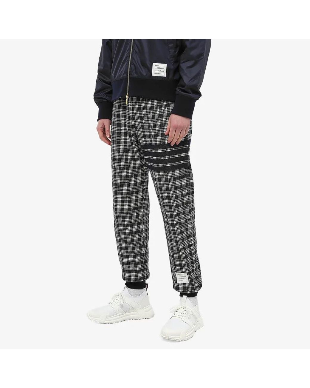 Thom Browne Gray Check-Pattern Drawstring Track Pants for men