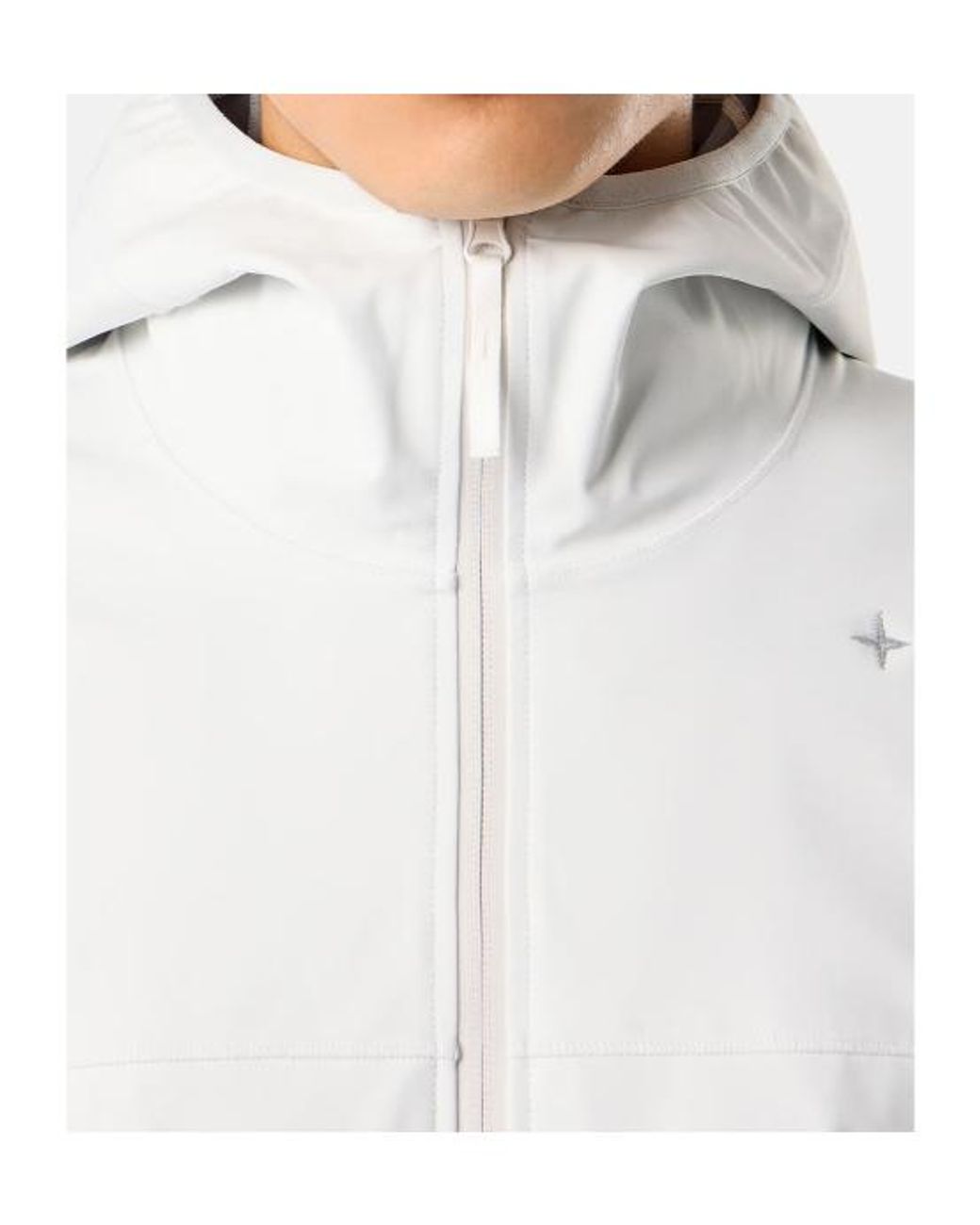 Stone Island White Oversized-Fit Zip-Up Hooded Sweatshirt With Zip Pockets for men