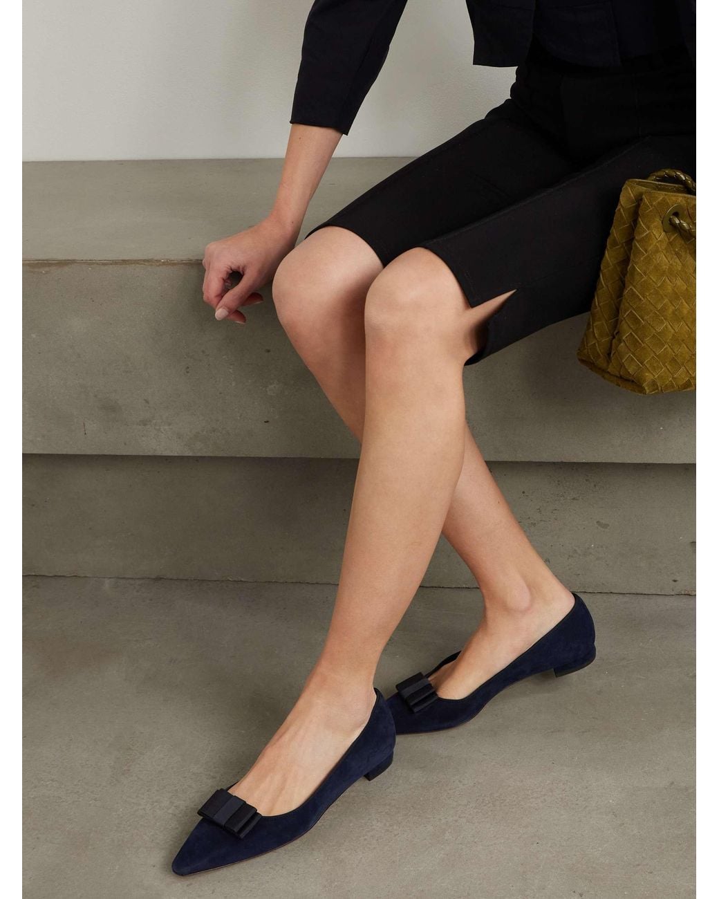 Manolo Blahnik Blue Pointed Toe Flats